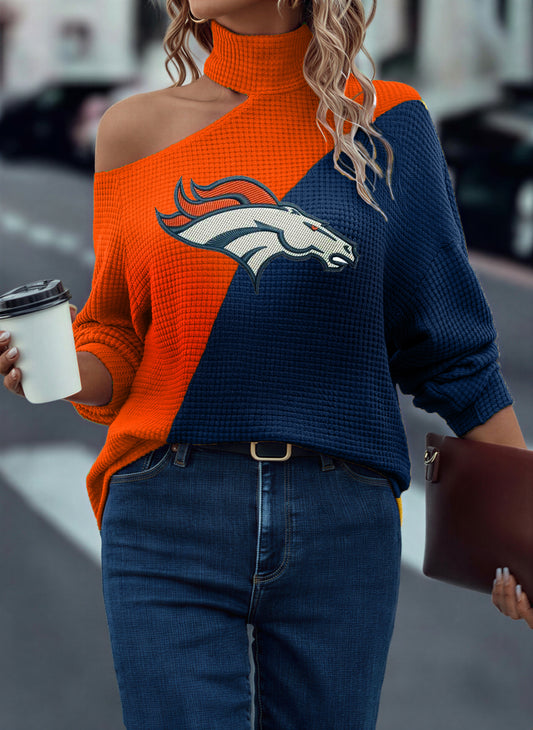 Casual Colorblock Off Shoulder T-Shirt