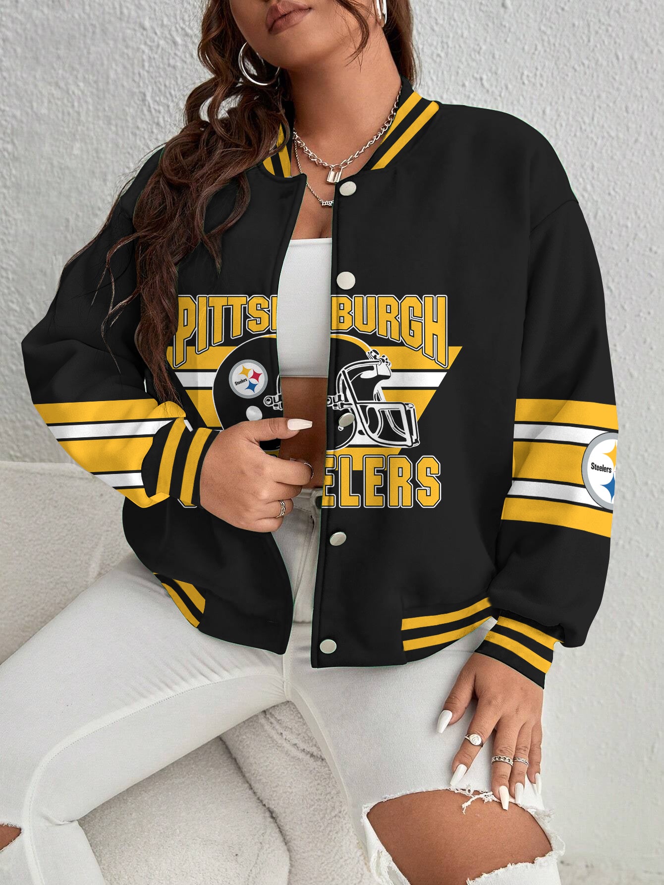 Pittsburgh Steelers Women's Long Pass Full- Snap Casual Jacket