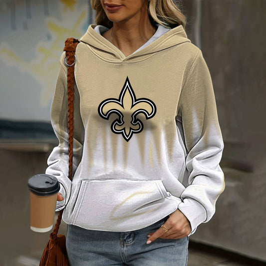 Casual loose contrast printed Hoodie