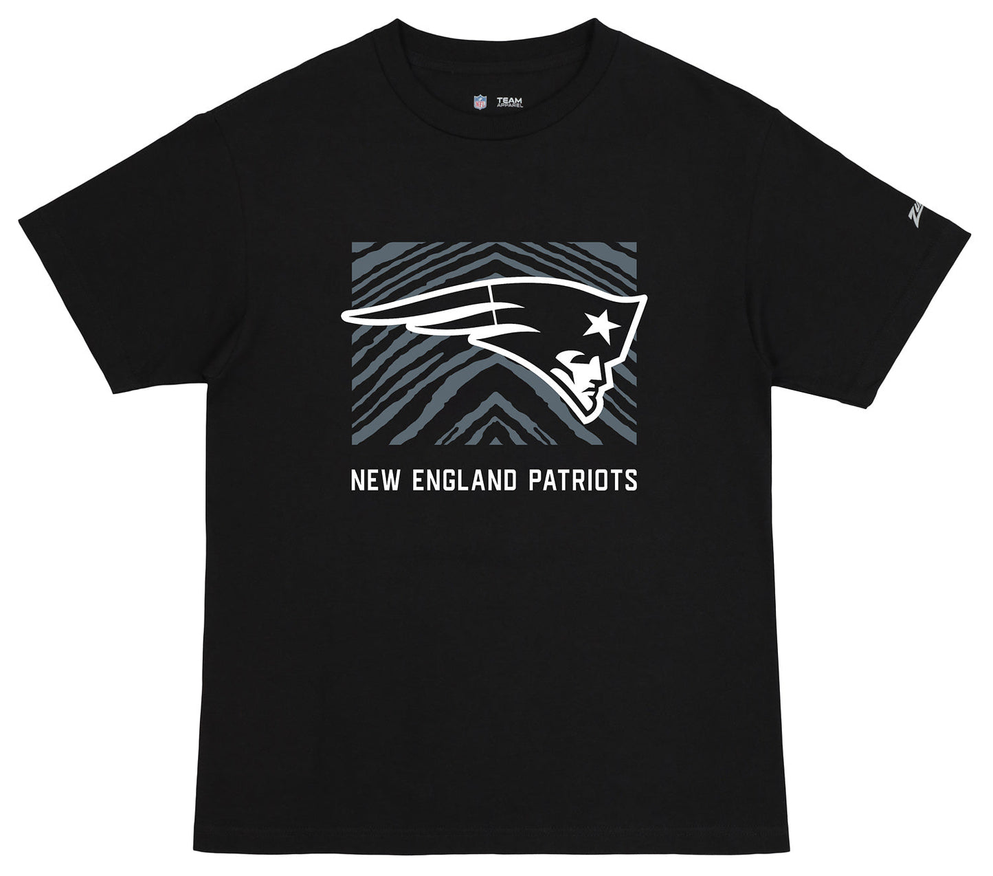 Zubaz NFL Unisex Cotton Heavyweight Short Sleeve T-shirt Black With Grey Tonal Tunnel Logo for Men and Women, New England Patriots