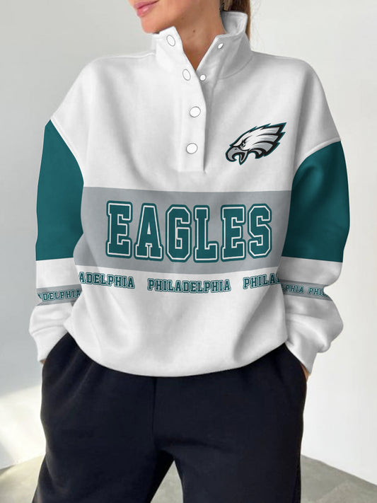 Philadelphia Eagles  2025 New Design Casual Snap  Mockneck Pullover