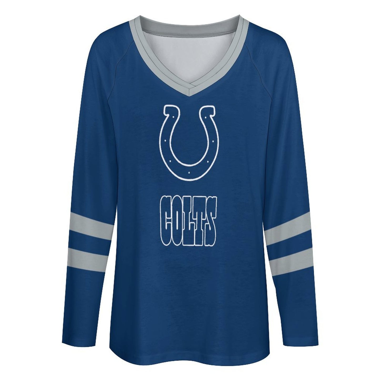Indianapolis Colts Women's V-neck Double-layered Long-sleeved Loose T-shirt