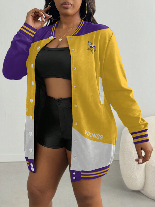 Minnesota Vikings Women's Limited Edition Button Down Long Sleeve Jacket Dress