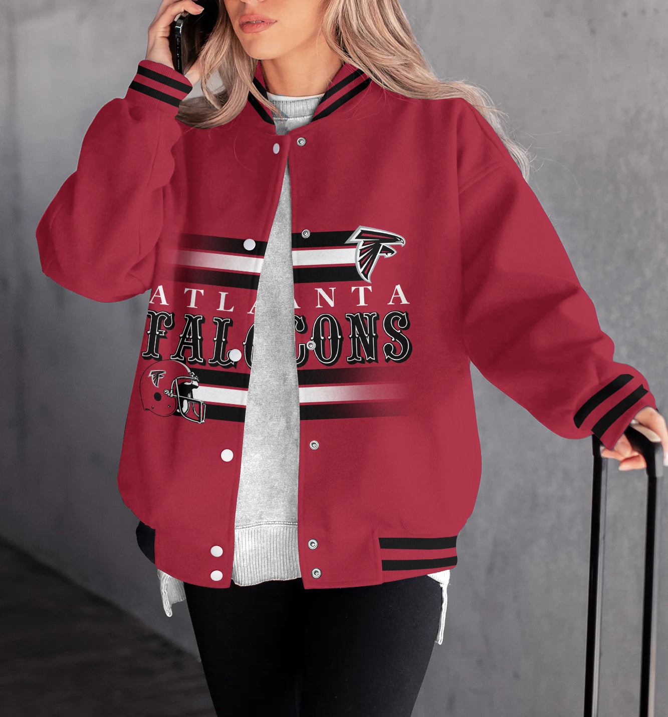Atlanta Falcons Women's Long Pass Full- Snap Casual Jacket