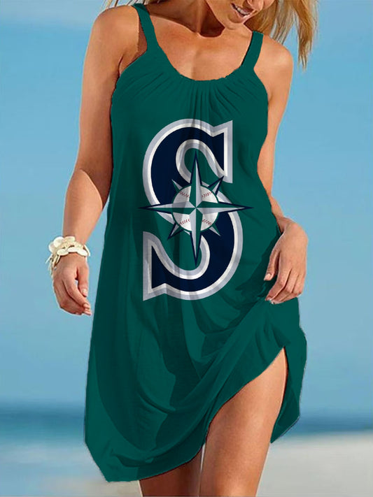 Seattle Mariners Round neck sleeveless printed dress