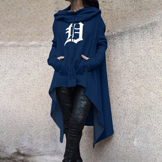 Fashionable Print Irregular Long Sleeve Sweatshirt