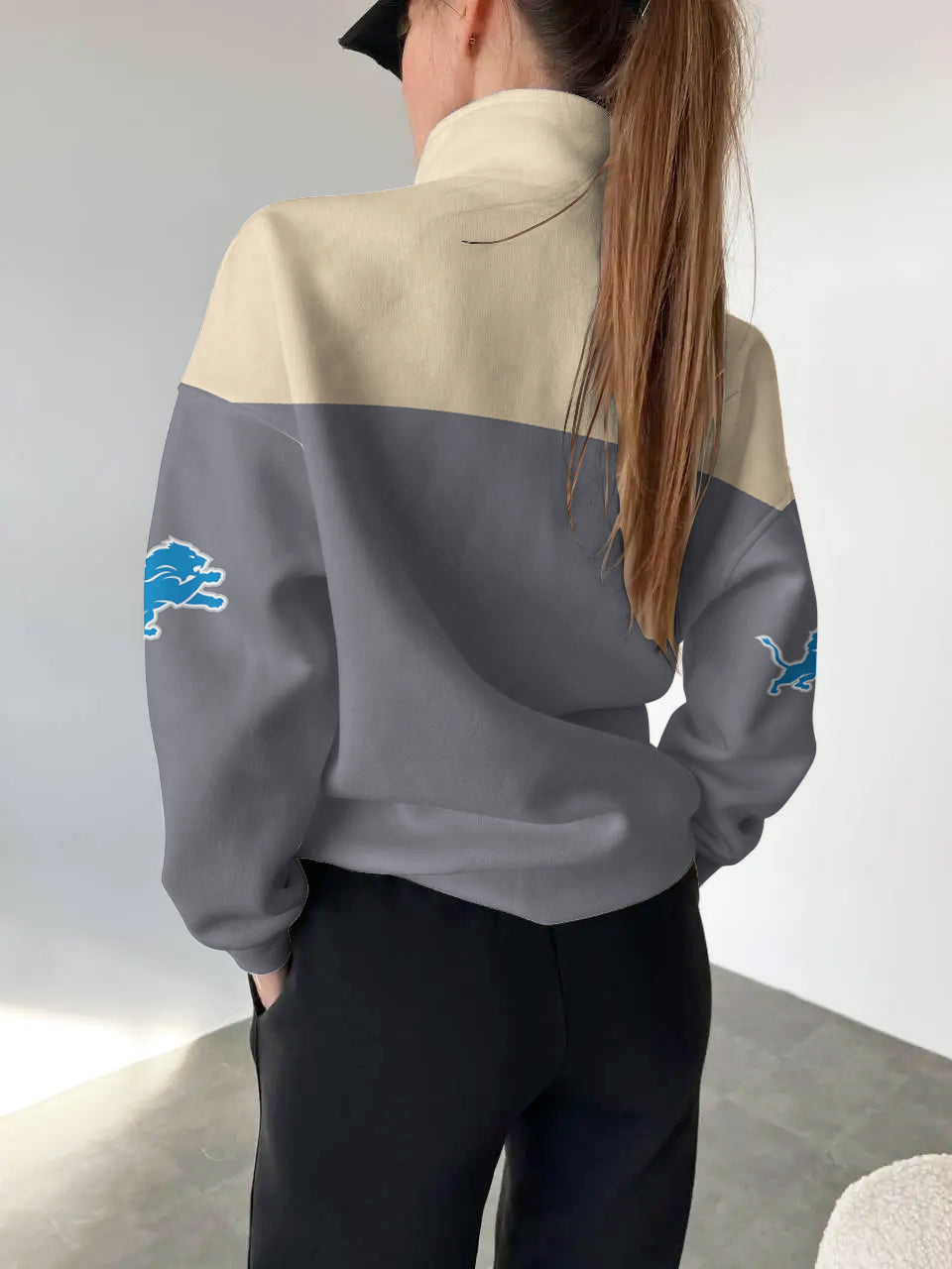 Detroit Lions 2025 New Design Casual Snap  Mockneck Pullover