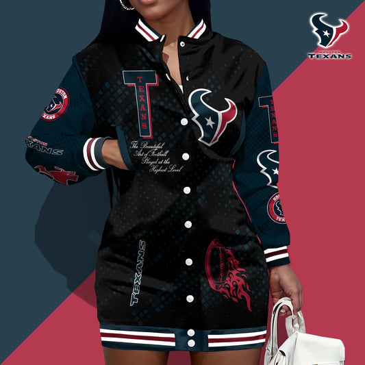 Houston Texans Limited Edition Button Down Long Sleeve Jacket Dress
