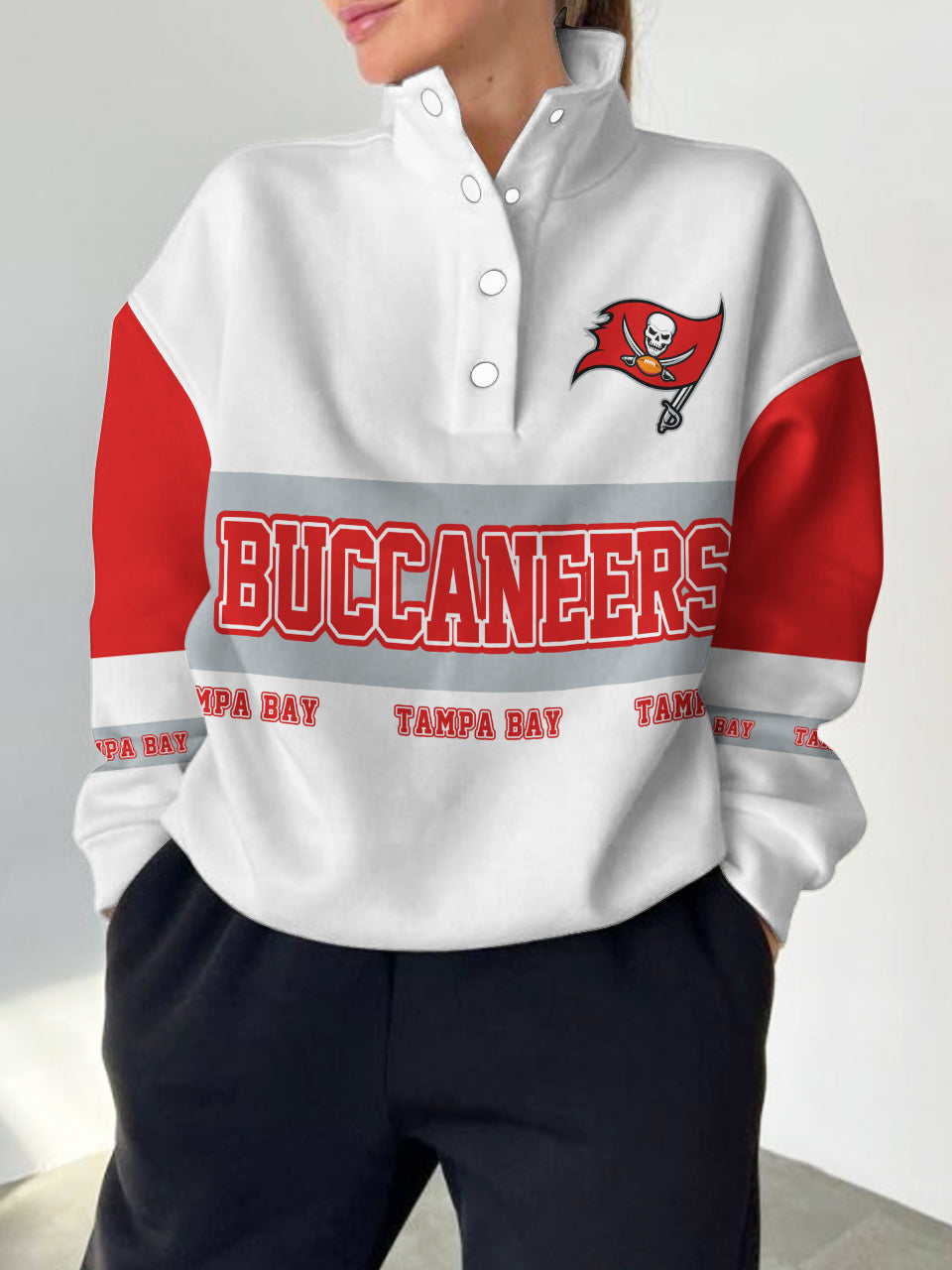 Tampa Bay Buccaneers  2025 New Design Casual Snap  Mockneck Pullover