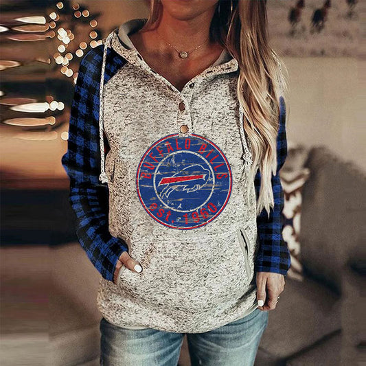 casual loose stitched print Hoodie