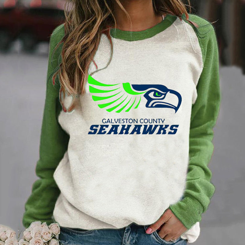 Fashion stitching Vintage Print crew neck Sweatshirt