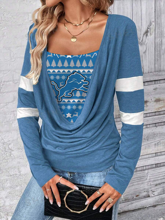 Contrast draped side drawstring T-shirt