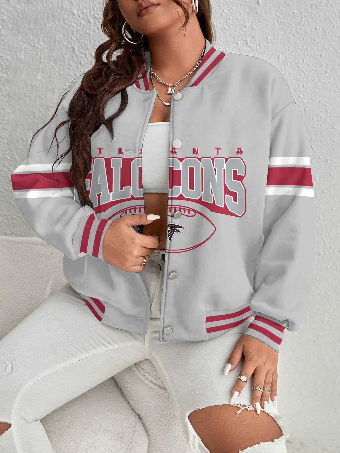Atlanta Falcons Women's Long Pass Full- Snap Casual Jacket