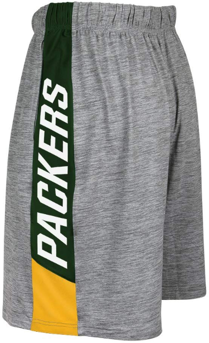 Zubaz NFL Football Men's Green Bay Packers Tonal Gray Space Dye W/Solid Stripe Shorts