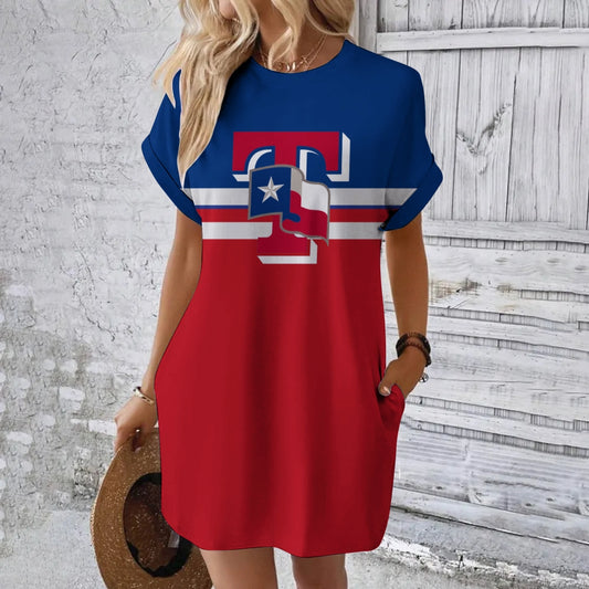 Texas Rangers Hidden Pocket Short Sleeve Tee Dress
