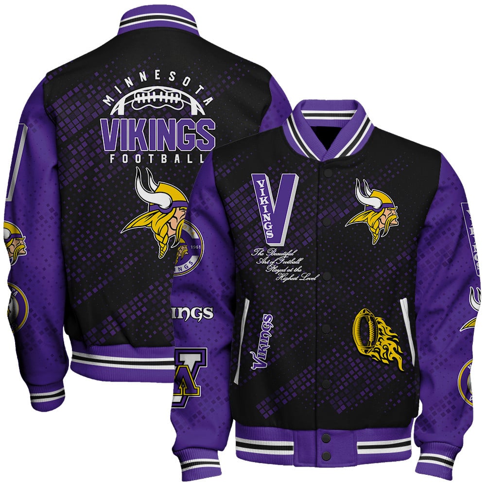 Minnesota Vikings National Football League Pattern Varsity Jacket V13