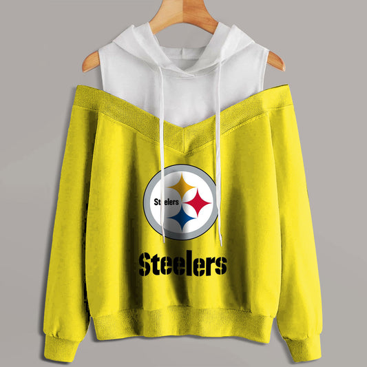 2 In 1 Colorblock Cold Shoulder Hoodie