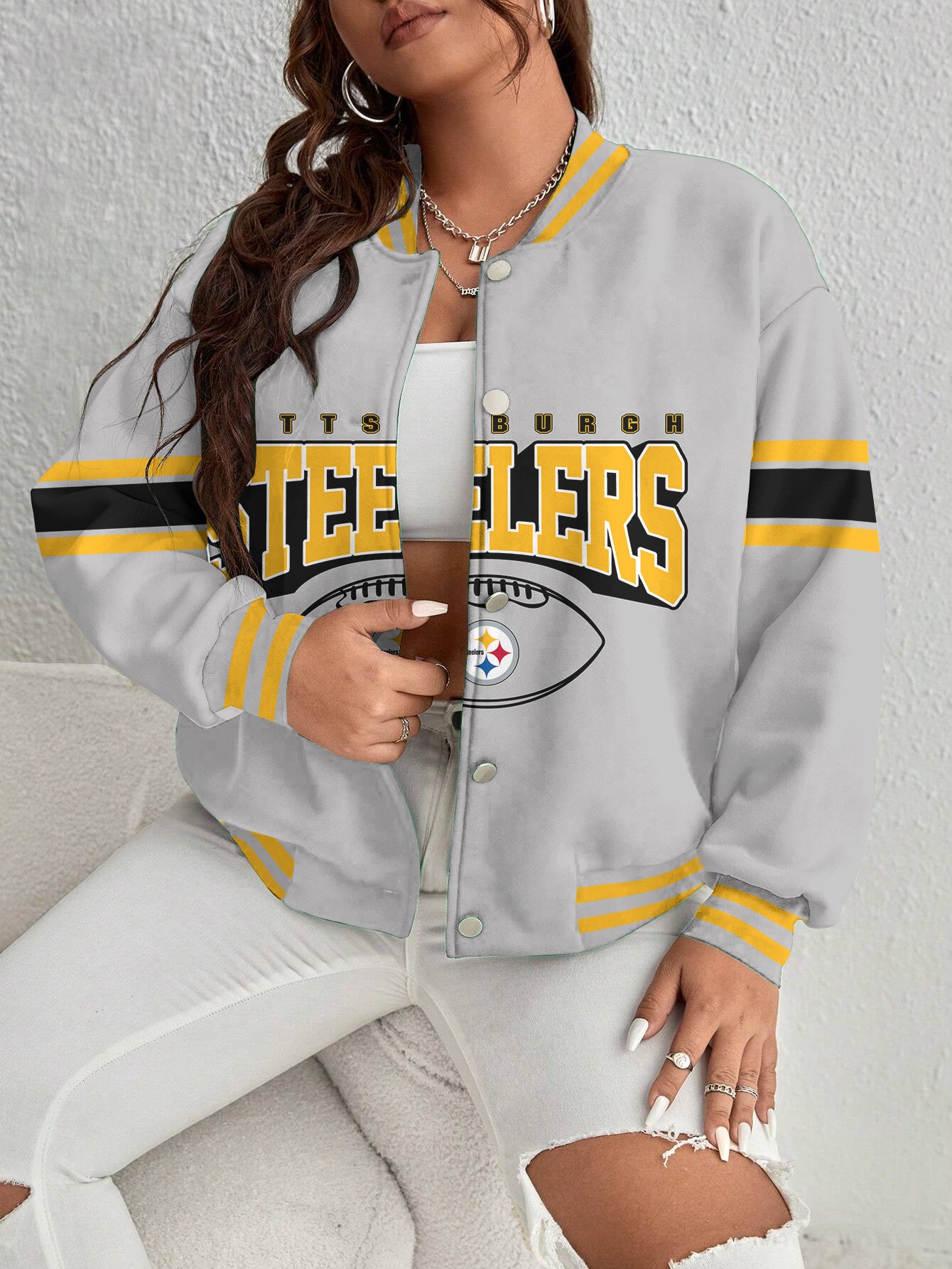 Pittsburgh Steelers Women's Long Pass Full- Snap Casual Jacket
