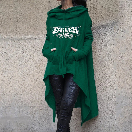 Fashionable Print Irregular Long Sleeve Sweatshirt