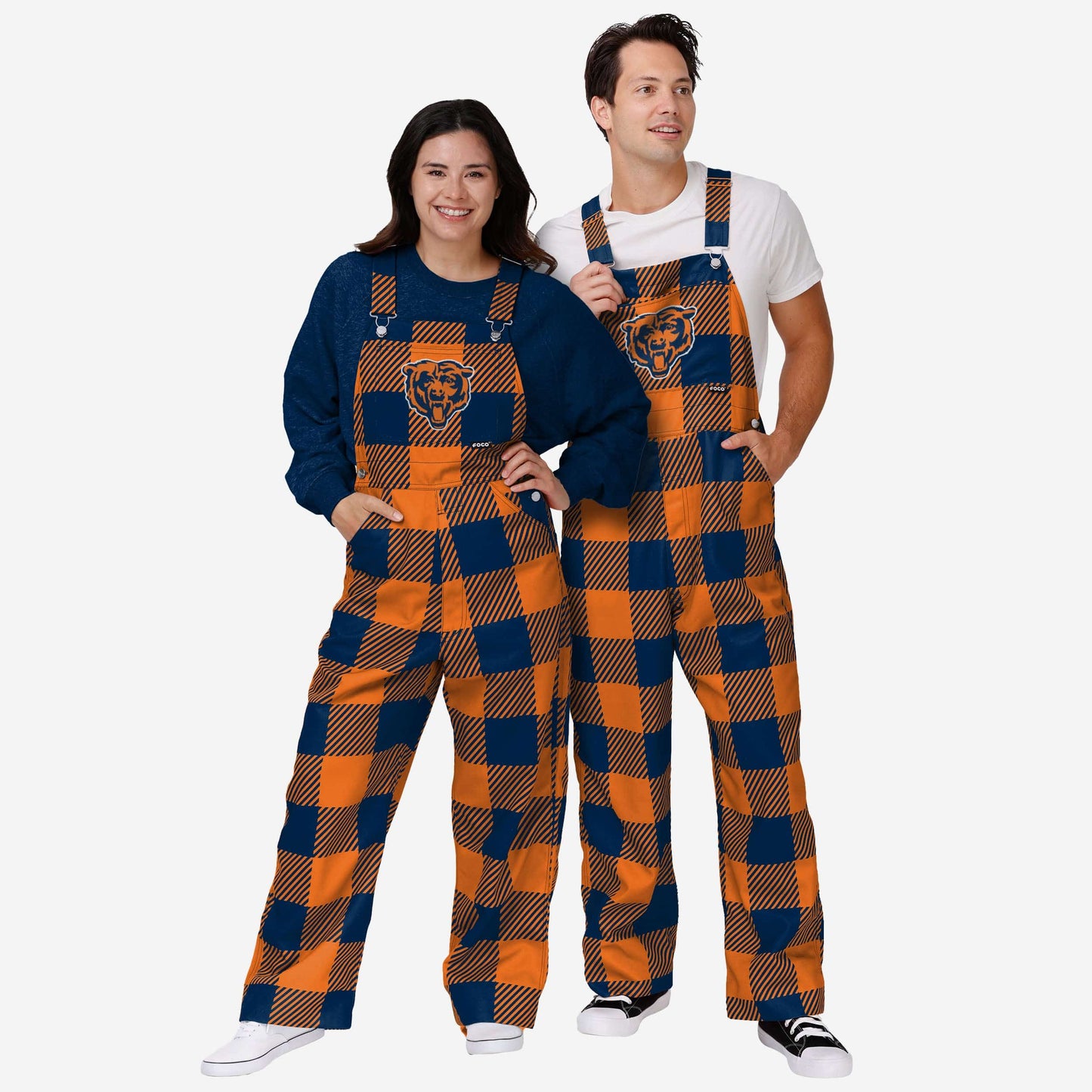 Chicago Bears Mens Plaid Bib Overalls