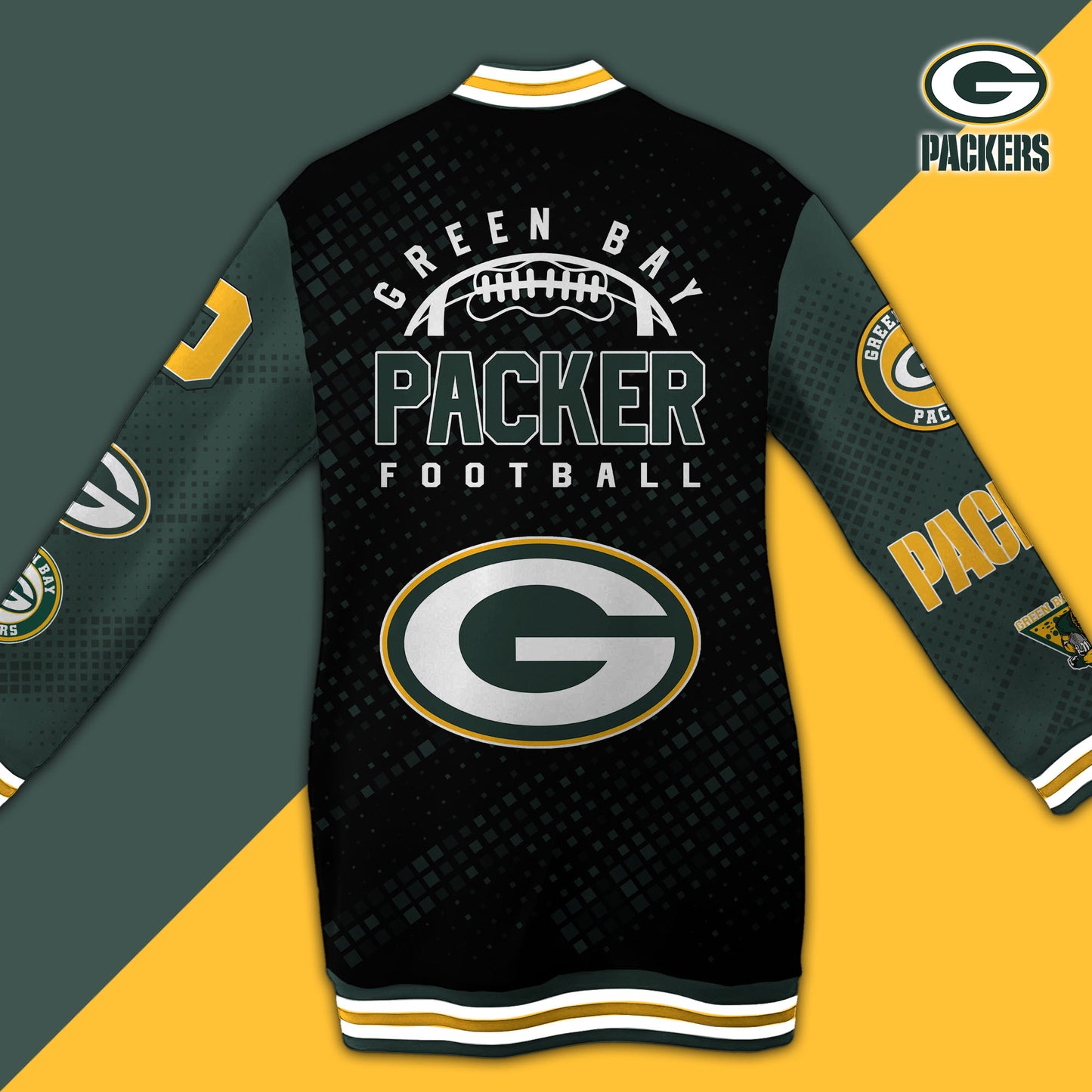 Green Bay Packers Limited Edition Button Down Long Sleeve Jacket Dress