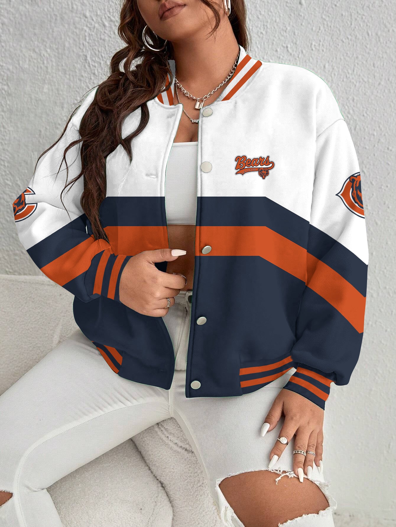 Chicago Bears Women's Long Pass Full- Snap Casual Jacket