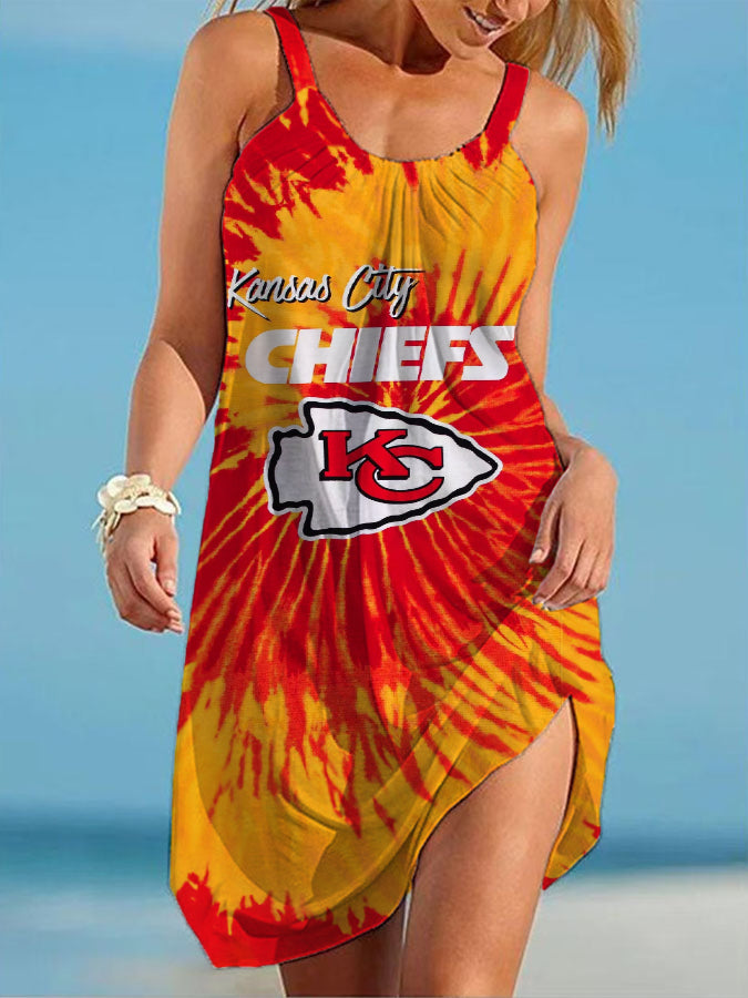 Kansas City Chiefs Round neck sleeveless printed dress