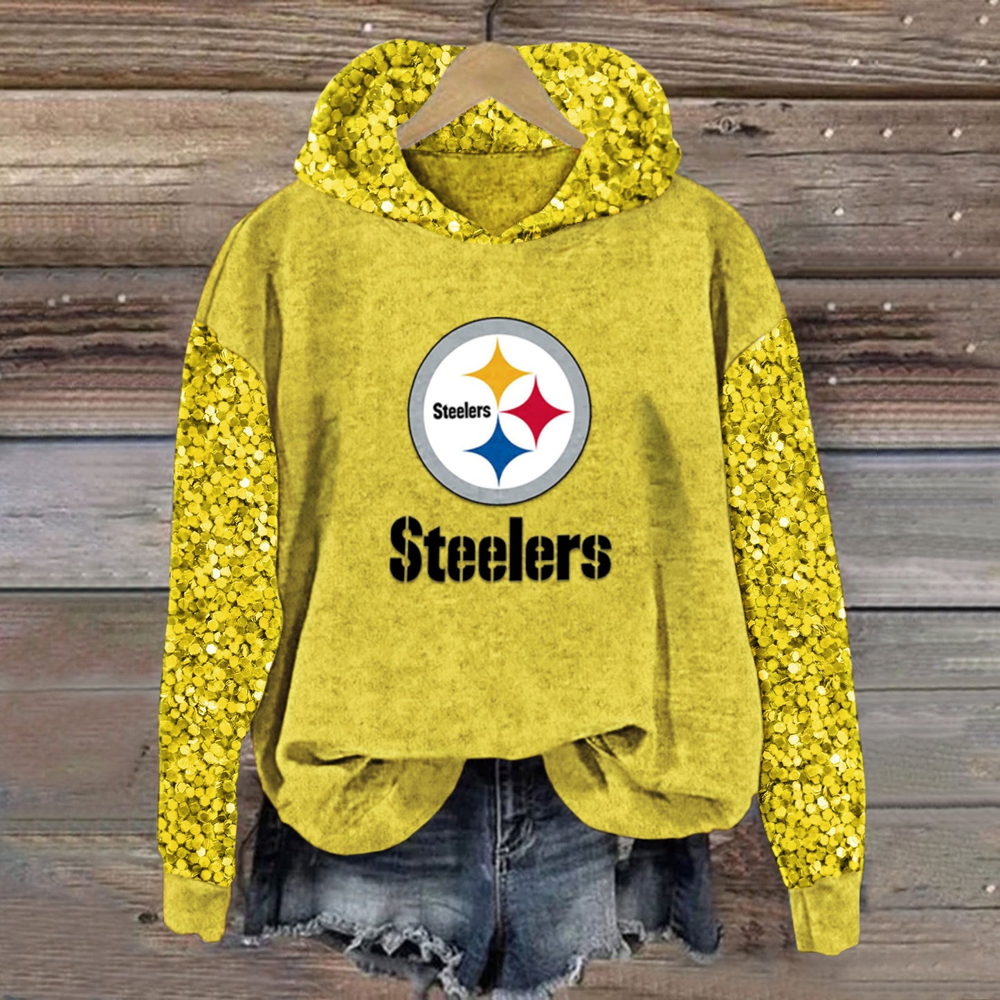 Sequined Sleeves Vintage Hoodie