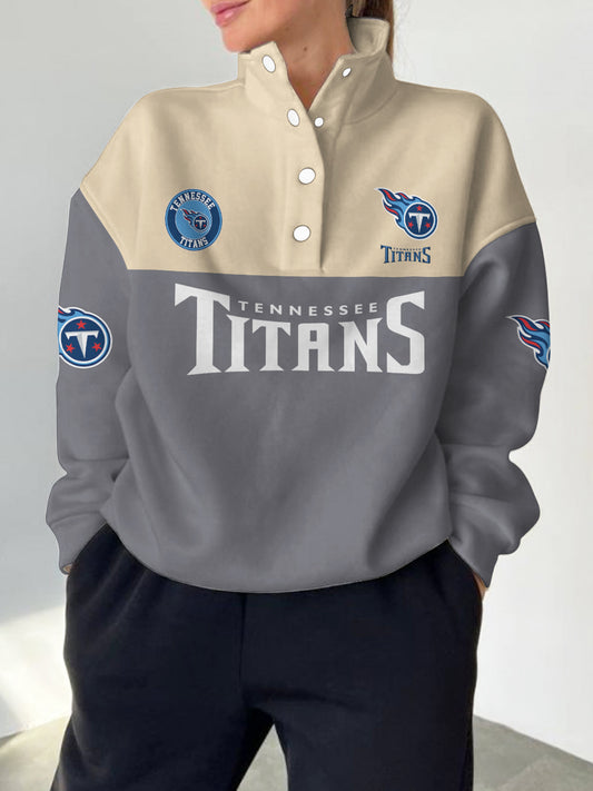 Tennessee Titans 2025 New Design Casual Snap  Mockneck Pullover