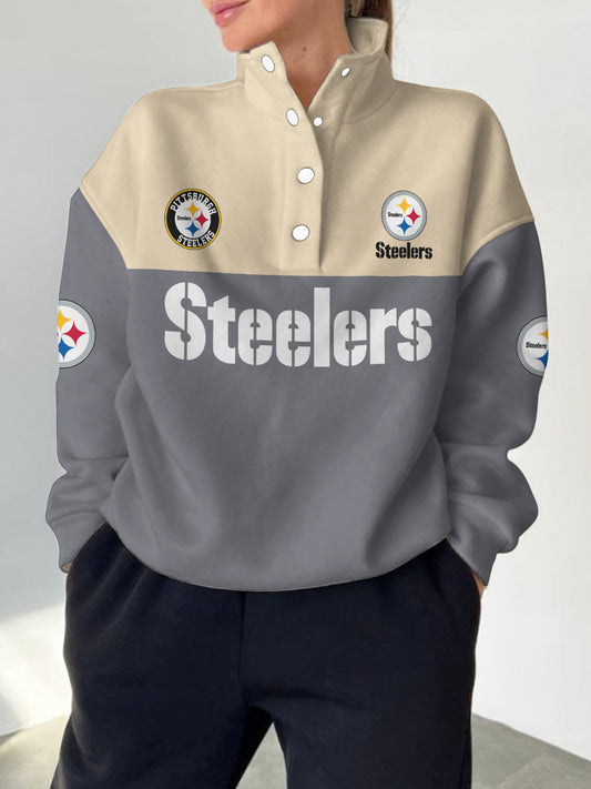 Pittsburgh Steelers 2025 New Design Casual Snap  Mockneck Pullover