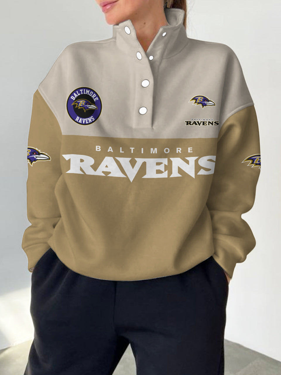 Baltimore Ravens  2025 New Design Casual Snap  Mockneck Pullover