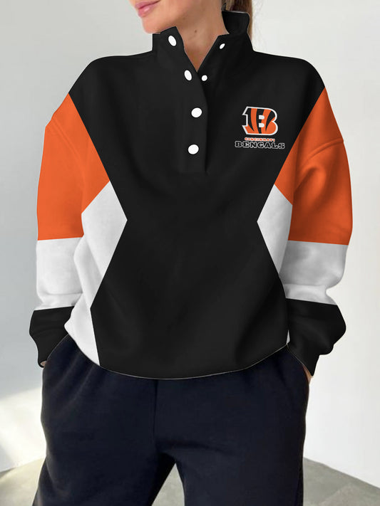 Cincinnati Bengals 2025 New Design Casual Snap Mockneck Pullover