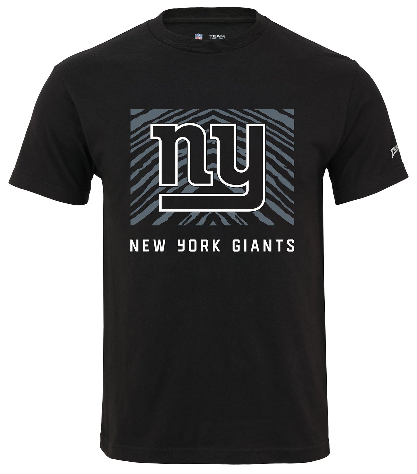 Zubaz NFL Unisex Cotton Heavyweight Short Sleeve T-shirt Black With Grey Tonal Tunnel Logo for Men and Women, New York Giants