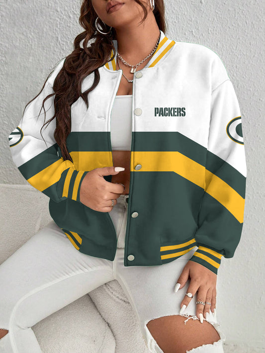 Green Bay Packers Women's Long Pass Full- Snap Casual Jacket