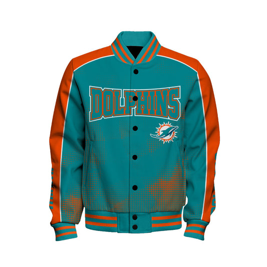 Miami Dolphins Football Team 2025 - 26 Heart Beats In Unison Unisex Varsity Jacket