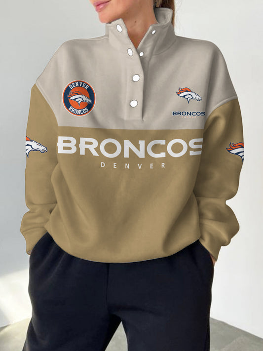 Denver Broncos  2025 New Design Casual Snap  Mockneck Pullover