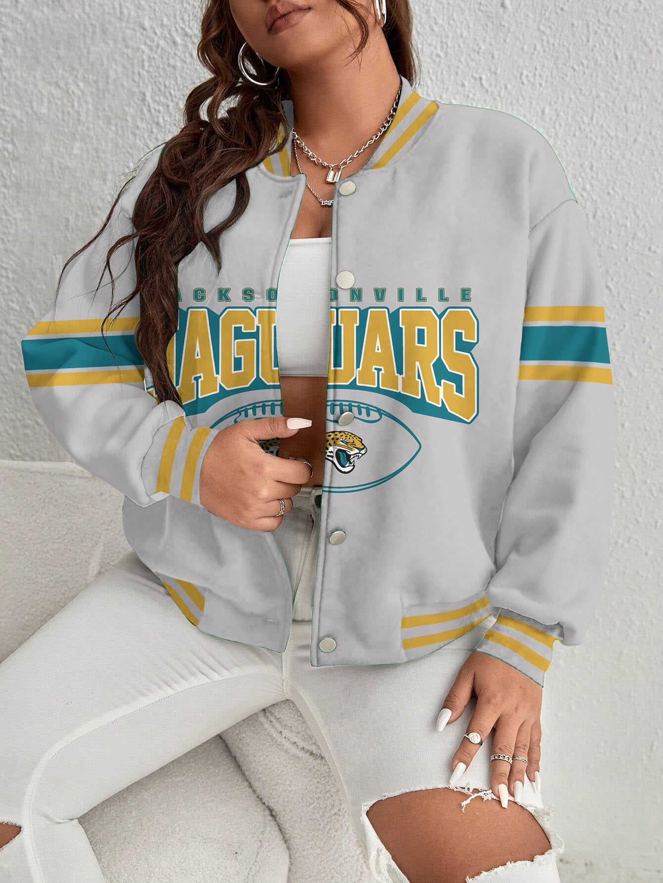 Jacksonville Jaguars Women's Long Pass Full- Snap Casual Jacket