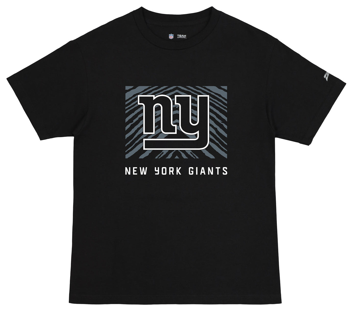 Zubaz NFL Unisex Cotton Heavyweight Short Sleeve T-shirt Black With Grey Tonal Tunnel Logo for Men and Women, New York Giants