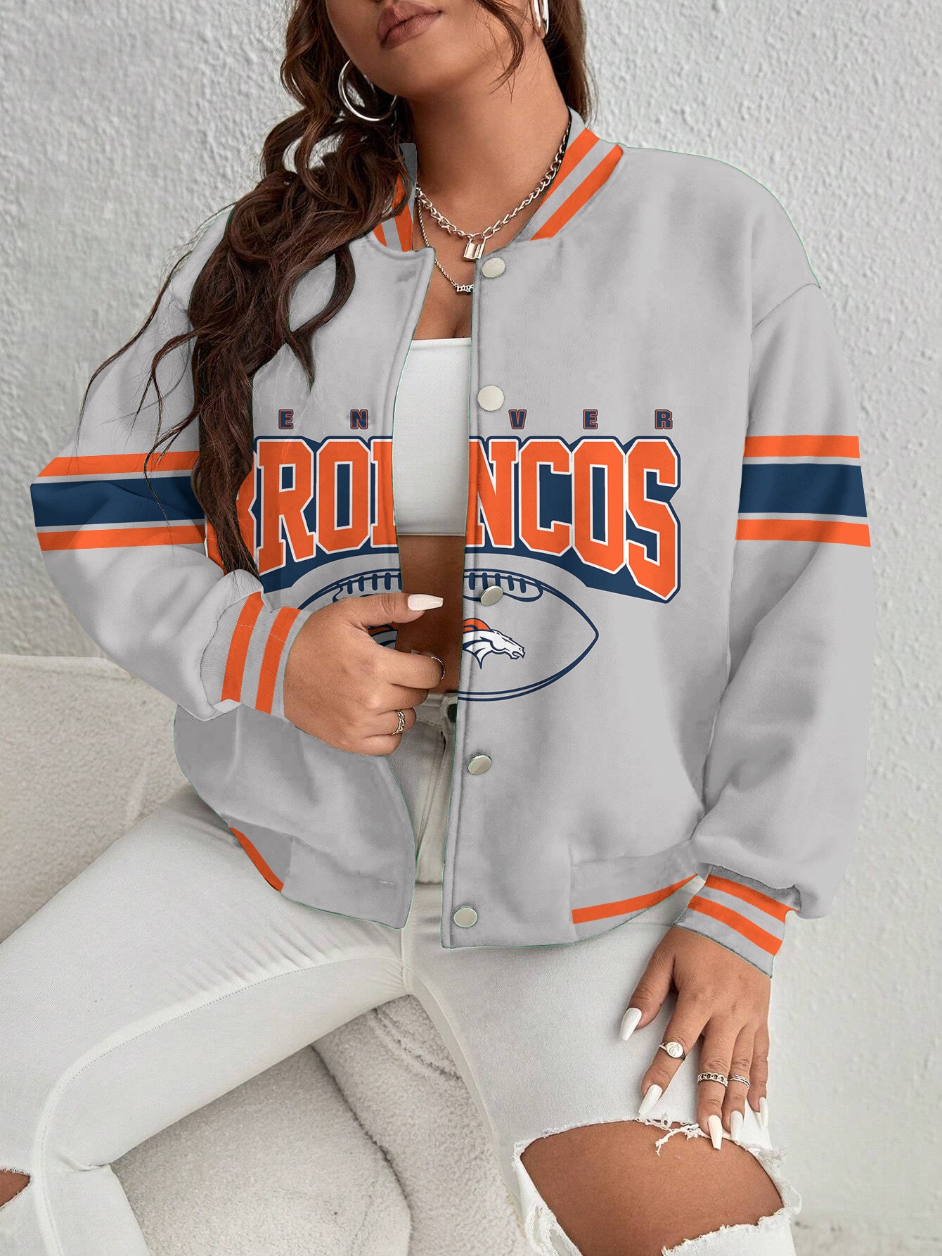 Denver Broncos Women's Long Pass Full- Snap Casual Jacket