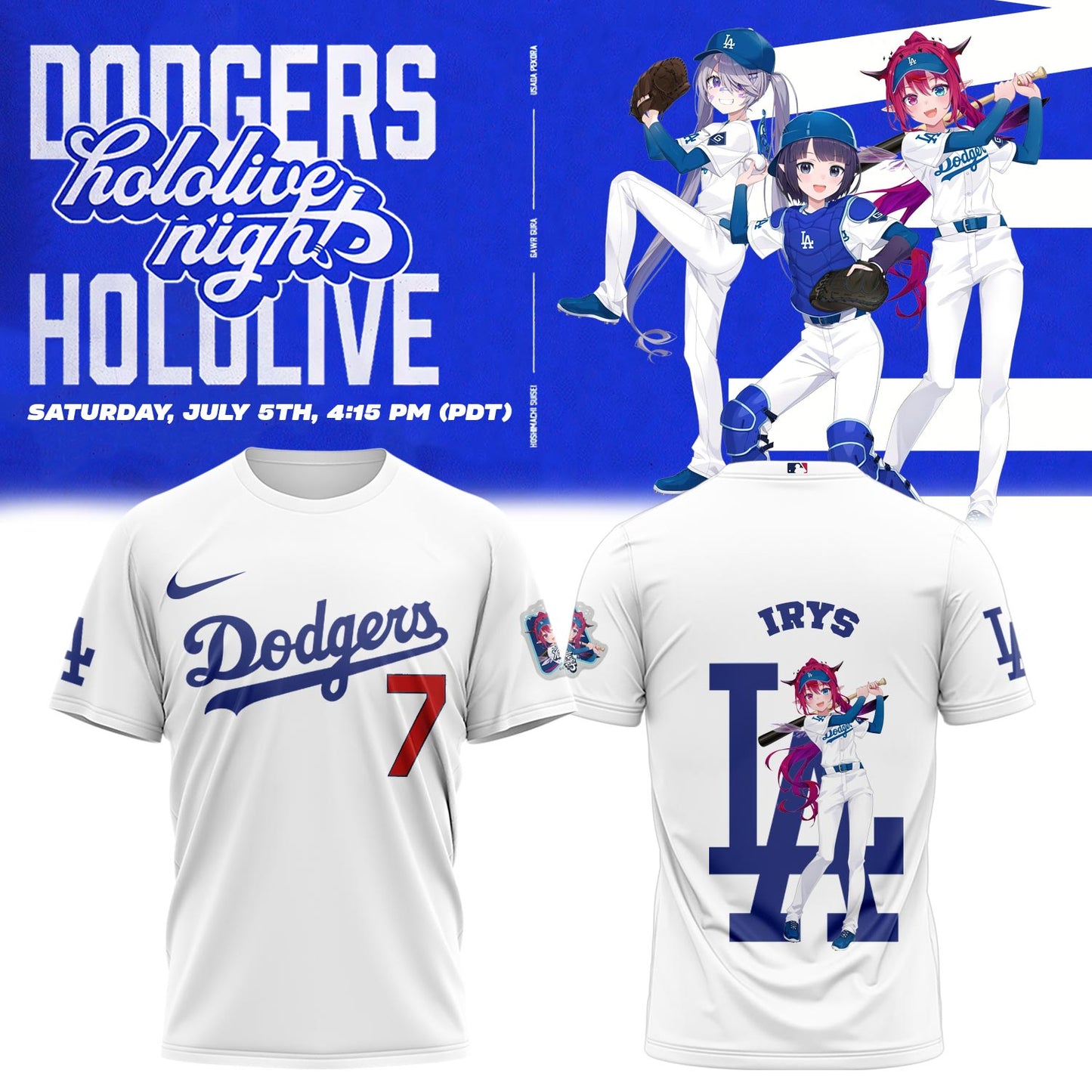 Los Angeles Dodgers _ Hololive Night IRyS Shirts 2025