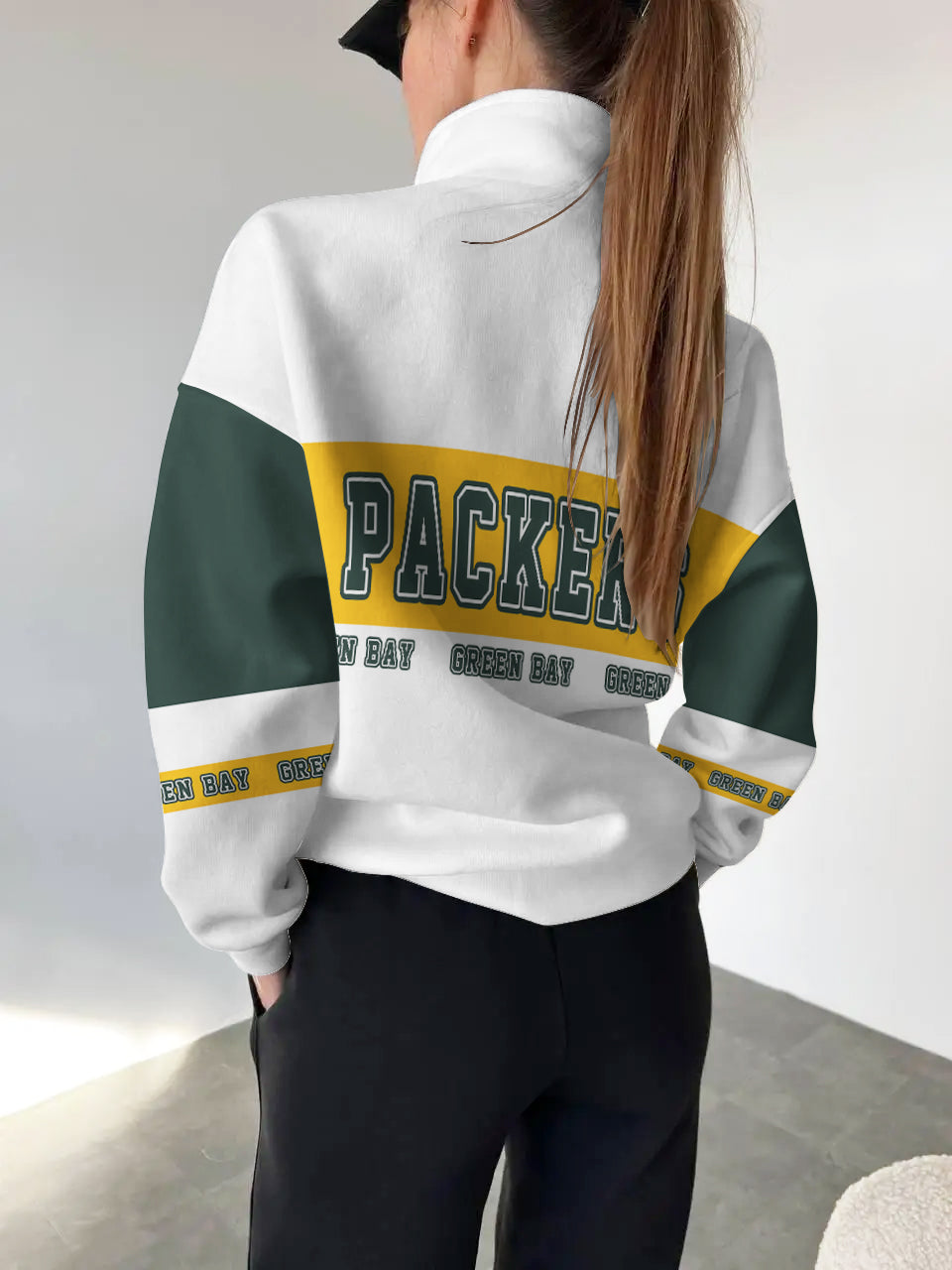 Green Bay Packers  2025 New Design Casual Snap  Mockneck Pullover