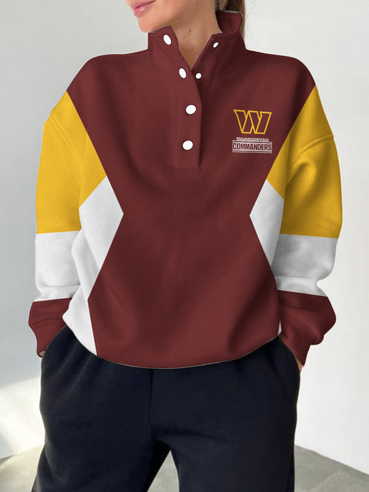 Washington Commanders 2025 New Design Casual Snap  Mockneck Pullover