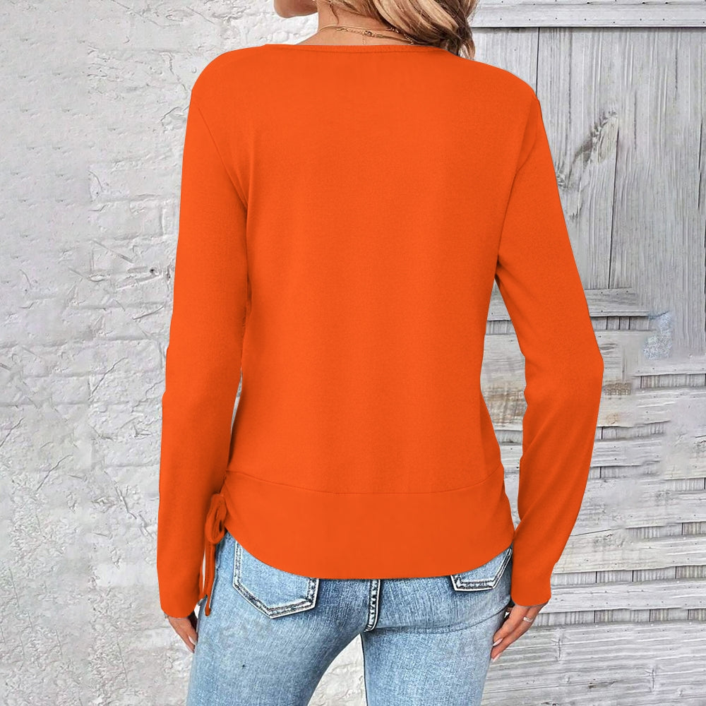 Contrast draped side drawstring T-shirt