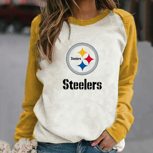 fashion patchwork printed long sleeved sweater