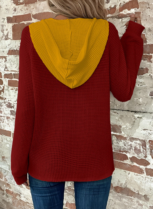 Half Button Raglan Sleeve Drawstring Hoodie