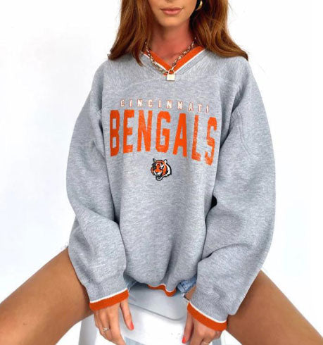 Printed casual crew neck long sleeve pullover