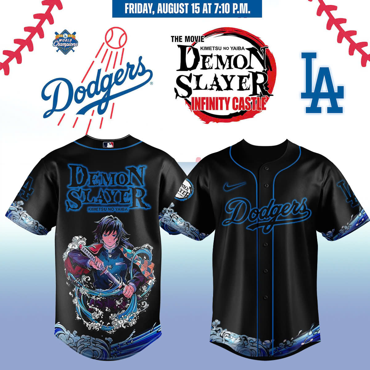 Los Angeles Dodgers vs Demon slayer Jersey