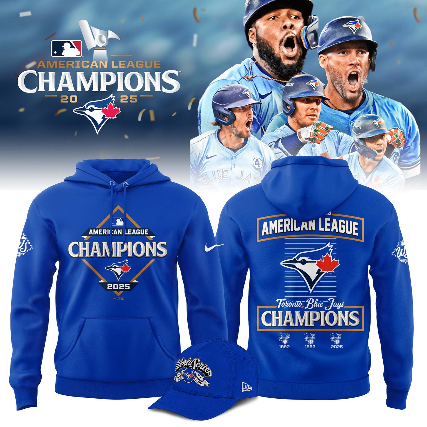 Toronto Blue Jays 2025 American League Champions Combo Hoodie