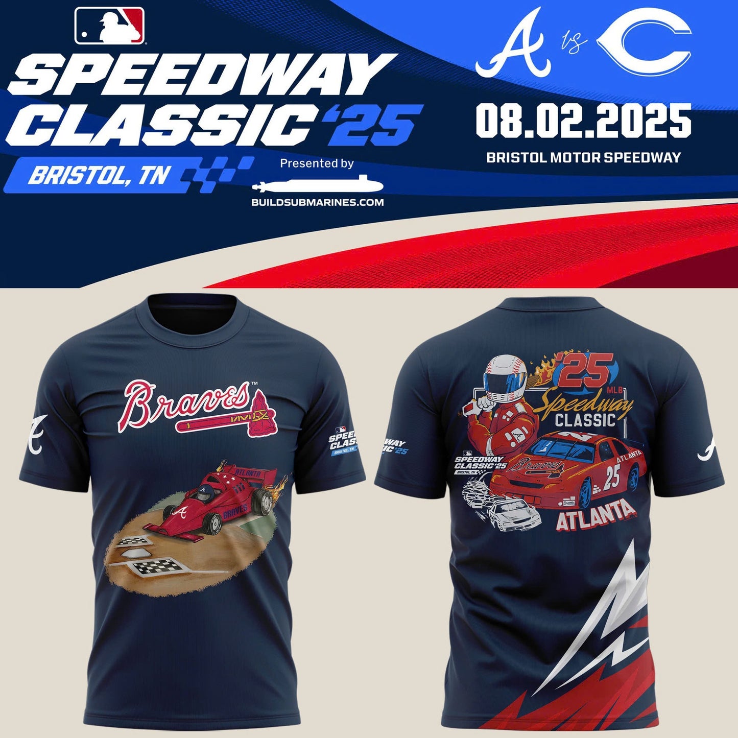 Atlanta Braves 2025 MLB Speedway Classic T-shirt