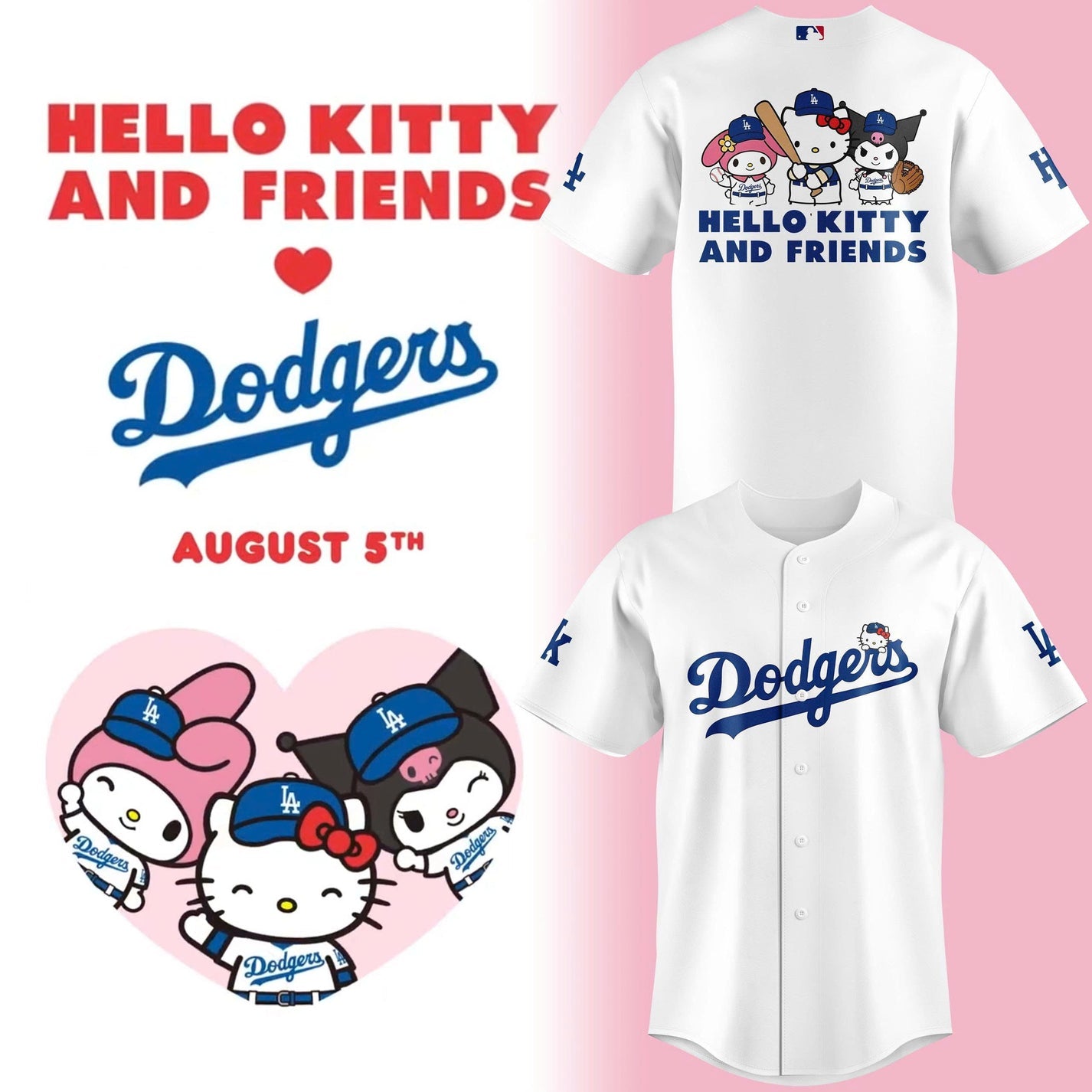 Special LA Dodgers x HELLO KITTY AND FRIENDS Night Jersey